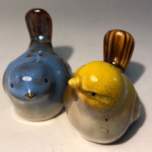 Blue and yellow bird salt and pepper shakers